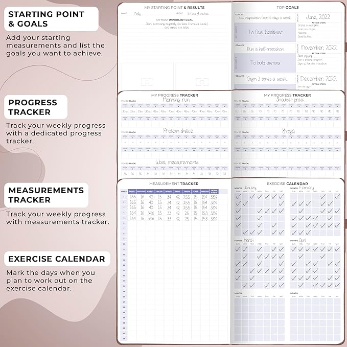 Clever Fox Fitness & Food Journal PRO – Daily Workout & Meal Planner for Women & Men – Exercise & Weight Loss Diary Notebook, 7.3x10.4” (Dark Terracotta)