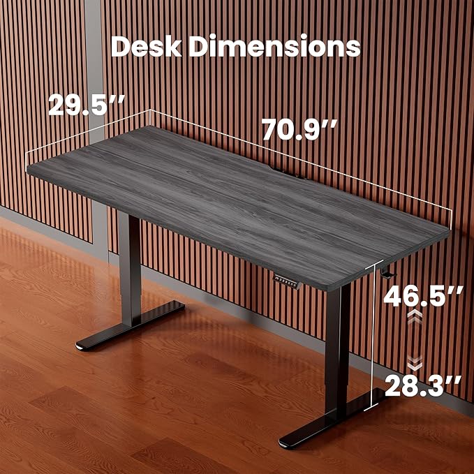 ErGear Electric 71 x 30 inch Standing Desk Workstation, Large Sit Stand up Desk, Memory Computer Home Office Desk, (Grey) Ships in One Box