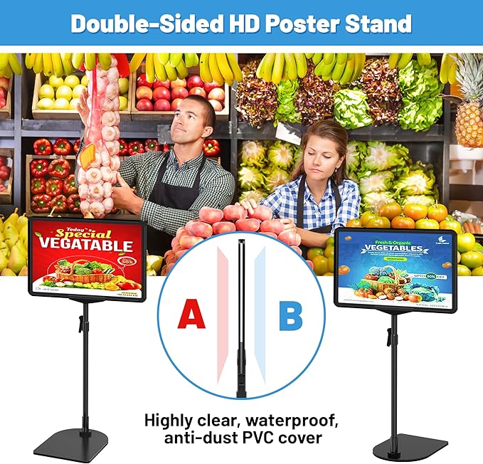 VAIIGO 6Pack Sign Stand for Display A4, Adjustable Poster Stand for Table Top & Floor, Floor Standing Sign Holder, Signage Stands for Business, Tradeshow, Store, Farm Display Stands