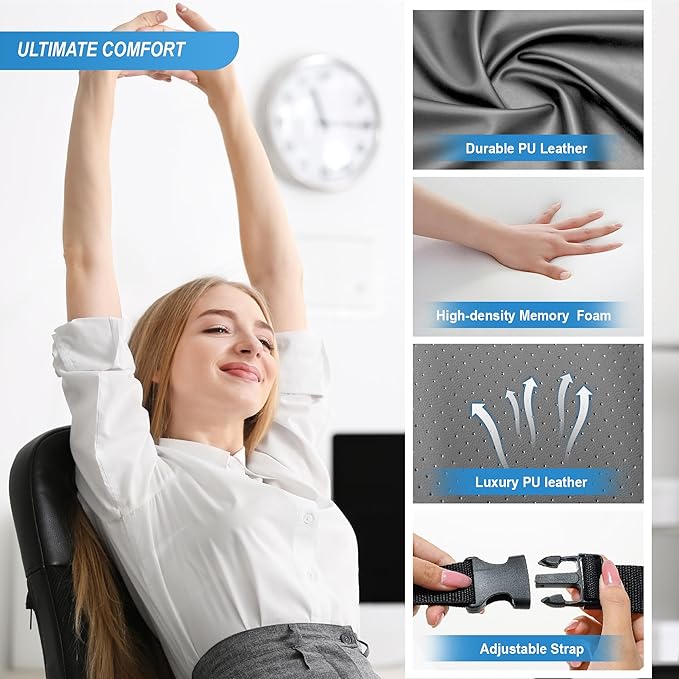 Lofty Aim Lumbar Support Pillow for Car, Memory Foam Lumbar Pillow for Lower Back Pain Relief - Back Cushion for Driving, Chair Support for Car-Office Chair, Wheelchair - Classic Dark Grey
