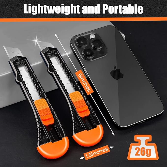 DIYSELF Box Cutter, 24 Pack Box Cutters Retractable Razor Blades Utility Knife Opener Safety Snap off Knives for Warehouse Pen Hobby Modeling Pencil Exacto Knife