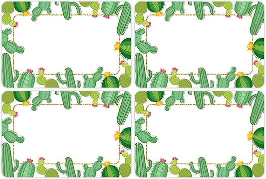 Wonmon 200 PCS Cactus Name Tags Stickers, Self Adhesive Cute Cactus Name Tag Labels Stickers for Back to School Classroom Student Office Desk Cubby Locker Themed Party, 2x3 inch