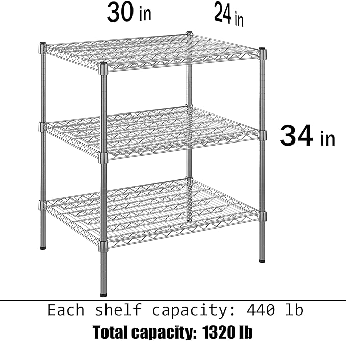 Regal Altair 24" Deep x 30" Wide x 34" Height Wire Shelving Kit | 3-Tier | NSF Commercial Storage Rack Unit