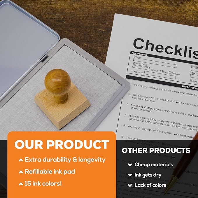 Metal Case Stamp Pad Large Size, Olive Green Color - Size: 3" x 6" - Choose from 15 Ink Colors