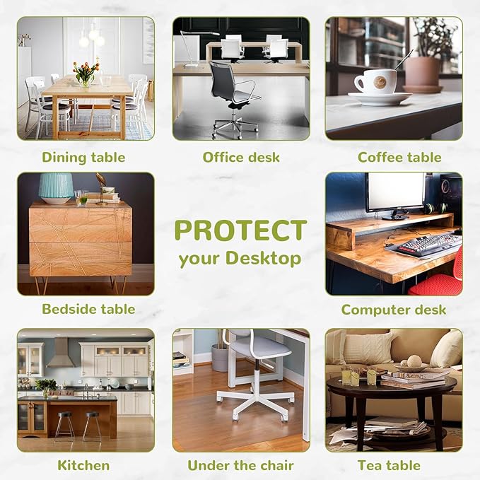 Eisdroma 28 x 48 Inch Clear Table Cover Protector, Clear Table Protector for Dining Room Table, 1.5mm Plastic Table Cover, Waterproof Table Pad for Kitchen, Office
