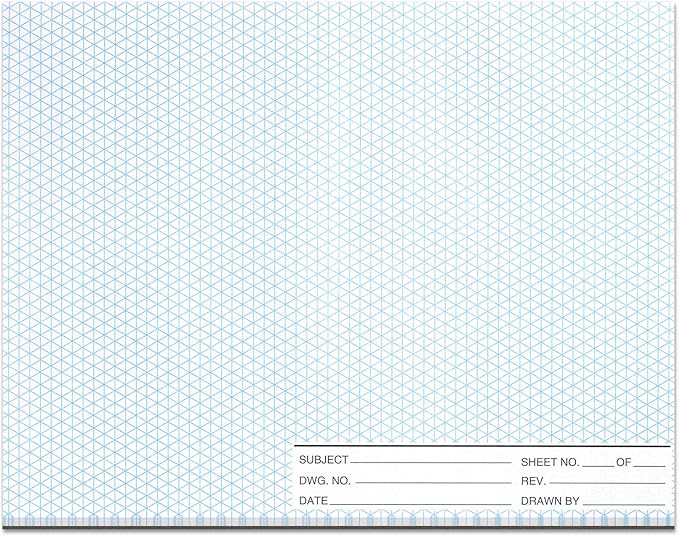 1 Pack 50 Sheets 8.5" x 11" Isometric Graph Paper Pad Landscape for 3D Designs Architecture Landscaping Engineering Drafting (Landscape)