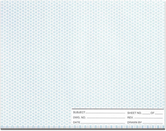 1 Pack 50 Sheets 8.5" x 11" Isometric Graph Paper Pad Landscape for 3D Designs Architecture Landscaping Engineering Drafting (Landscape)