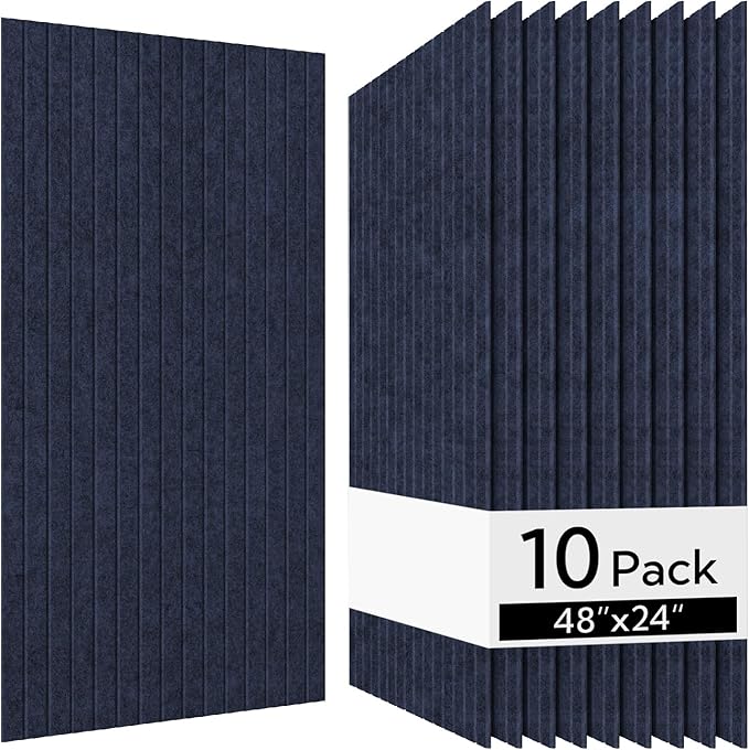 Olanglab Acoustic Wall Panels 10 Pack, 48 x 24 per Acoustic Panels Sound Absorbing, Decorative Sound Panels for Home Studio and Office, Dark Blue