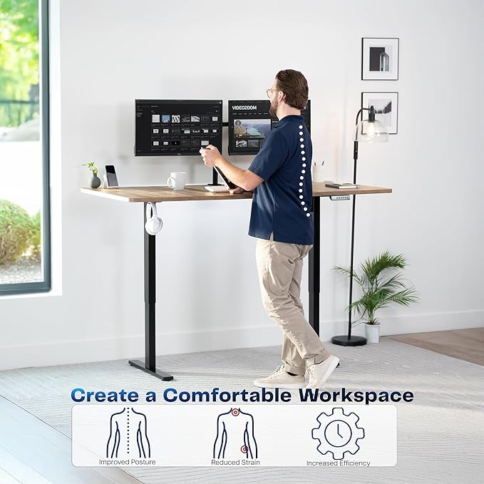 VIVO Electric 71 x 36 in Standing Desk, Memory Height Adjustment, 1B Series, Holds 220 lbs, Reclaimed Wood Top Black Frame, DESK-KIT-1B7P-36