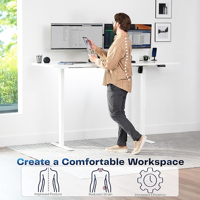 VIVO Large Electric 83 x 30 in Standing Desk, Memory Height Adjustment, 1B Series, Holds 220 lbs, White Top White Frame, DESK-KIT-1W8W
