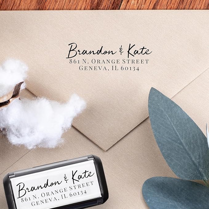 Self Inking Modern Address Stamps | Custom Return Address Stamper (Brandon, Xtra Wide)