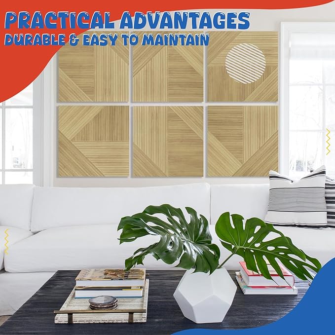 EVENRISING Large Acoustic Panels 6 Pack,Soundproof Wall Panels 23.6 x 23.6 Inches,Decorative Sound Panels,Self-Adhesive Acoustic Wall Panels for Home Studio Office, Harmony Geometric