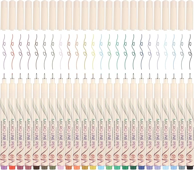 CHARSOCO 01 Micro Fine Point Pen Set - 24 Waterproof Archival Ink Colors, 0.25mm Fineliner Pens for Art Illustrations, Sketching, Anime, Manga, Technical Drawings & Scrapbooking-fan