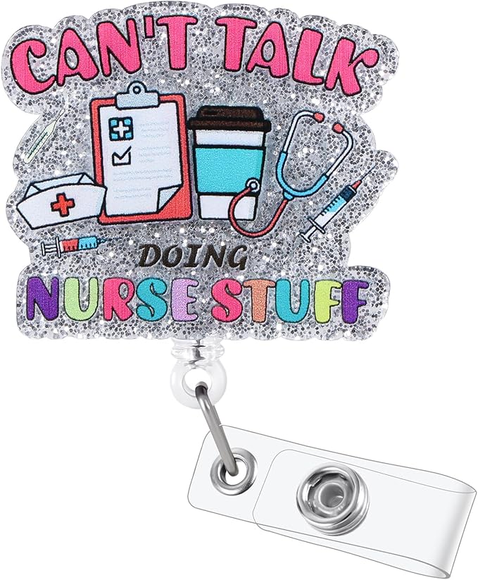 Can't Talk Doing Nurse Stuff Funny Nurses Badge Reel, Retractable ID Card Badge Holders, Medical Badge Clip for ER ED ICU RN LPN LVN Nursing Student Night Shift Nurse Ambulatory Care Clinics Surgical