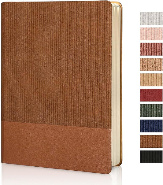 TSFPapier Lined Journal Notebook for Work College Ruled Note Book 5.79"x8.27" A5 PU Leather Daily Journaling 216 Pages for Women Men Writing Home School Supplies Business (Brown)