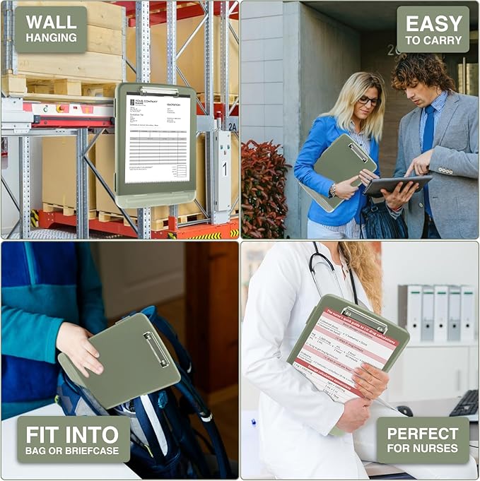 Sooez Clipboard with Storage, High Capacity Nursing Clip Board 8.5 x 11 with Pen Holder & Low Profile Clip, Plastic Clipboards Case Box, Teacher Must Haves School Office Supplies,Letter Size/ A4