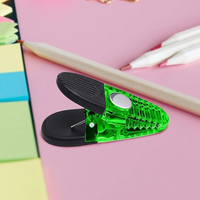 100 Magnetic Memo Holders Set - Customizable Text, Logo - Large Clip, Plastic - TGreen