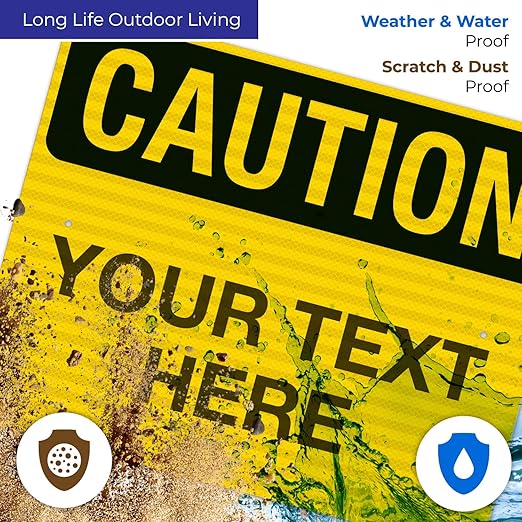 Custom Caution Sign, OSHA Sign, 24x30 Inches, 3M EGP Reflective .080 Aluminum, Fade Resistant, Indoor/Outdoor Use, Made in USA