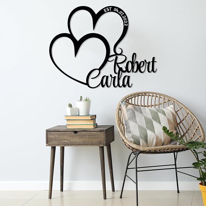 Personalized Valentines Metal Wall Sign, Custom Infinity Heart Love Couple Name Sign, Valentine's Wedding Gifts for Couples, Metal Engagement Sign, Home Decoration, Gift for Anniversary