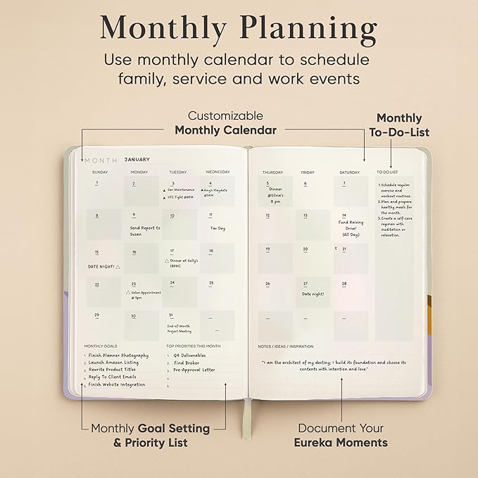 Mantra Planner 2026 Planner, Daily Journal & Gratitude Journal All-In-One with To Do List, Self Care Prompts & Habit Tracker - 5.8 x 8.3 - Evening