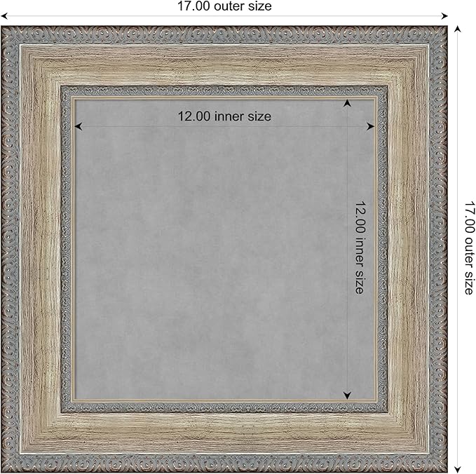 Amanti Art Silver Framed Magnetic Board 17x17 X-Small Vision Board for use with Magnets, 100% Metal Sheet to Display Items as Office Decor or for Home Organization in mudroom, Kitchen or Kids Room