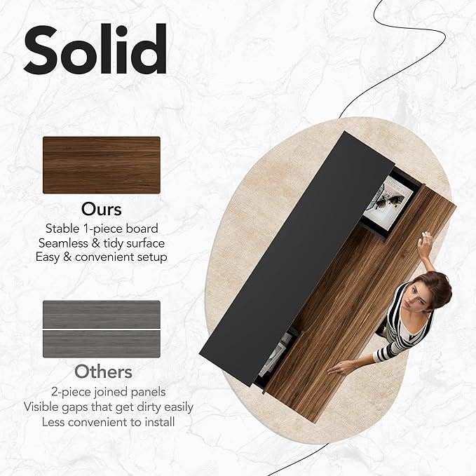HUANUO Standing Desk with Drawers, 48 Inches Electric Height Adjustable Desk with Storage, Whole-Piece Board Sit Stand Up Desk with Monitor Shelf, Black Walnut