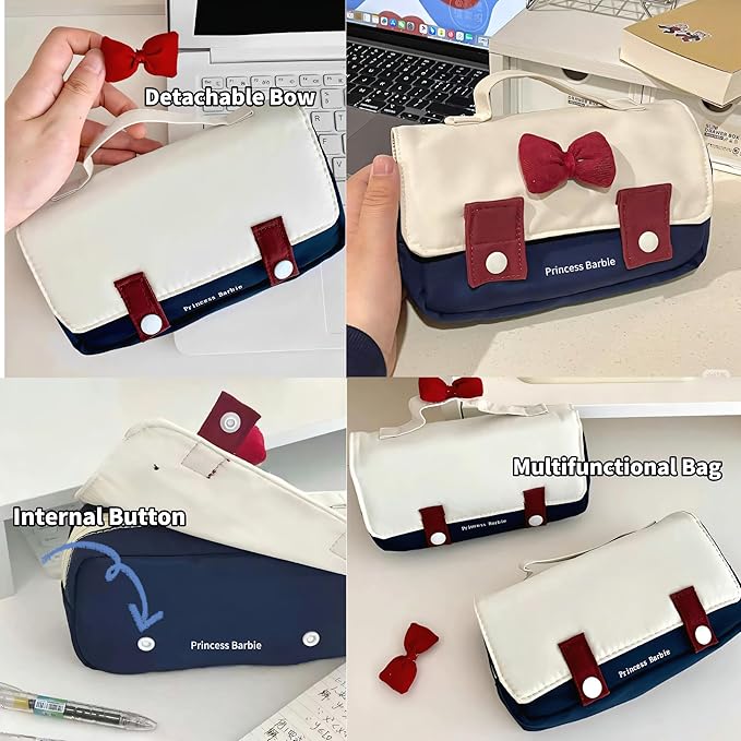 Fiaoudm Cute Bow Pencil Case – Durable Single Compartment Stationery Organizer for School Supplies, Art, and Travel | Ideal Gift for Girls, Students, and Young Learners