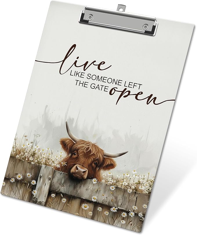 APIILVPQ Cow Clipboard，Daisy Clipboards with Low Profile Clip for Office School Use, Cow Lover Gifts for Women Nurses Teachers Students - B07