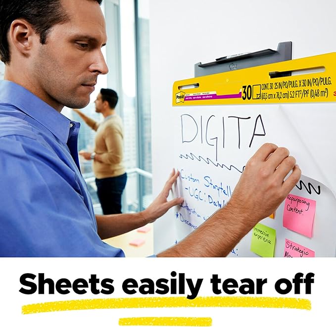 Post-it Super Sticky Easel Pad, 25 in x 30 in, White, 30 Sheets/Pad, 4 Pads/Pack, Great for Virtual Teachers and Students (559 VAD 4PK)