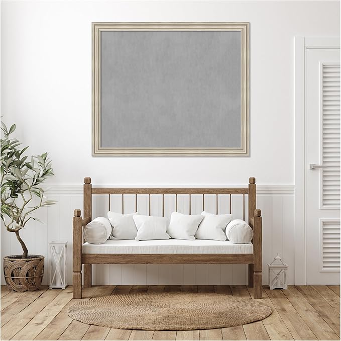 Amanti Art Silver Framed Magnetic Board 46x54 Oversize Vision Board for use with Magnets, 100% Metal Sheet to Display Items as Office Decor or for Home Organization in mudroom, Kitchen or Kids Room