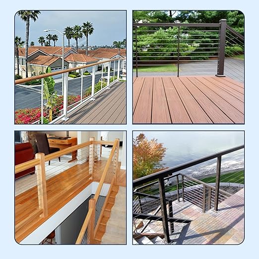 RiaYer 40 Pack 45 Degree Angle Protective Sleeves, Black Cable Railing Corner Protector Sleeve Beveled for 1/8" Wire Rope, T316 Marine Grade Cable Railing Kit with Two Drill Bit for Wood Posts HF039B