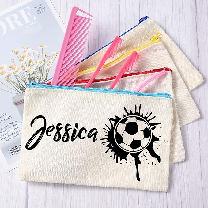 Reginary 80 Pack Canvas Zipper Makeup Bags Bulk Pencil Pouches Blank DIY Craft Canvas Cosmetic Bag Pouch with Zipper for Makeup Cosmetic Toiletry Stationary Storage(Natural and Colorful Zippers)