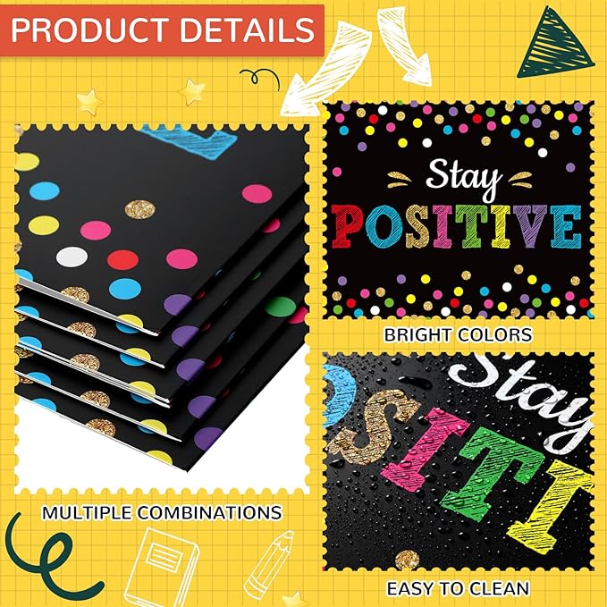 Honoson 24 Pcs Bulk Inspirational Privacy Folders for Students Cardboard Test Privacy Boards Motivational Words Desk Dividers Shield for Classroom School Study Supplies, 6 Styles(Polka Dots)