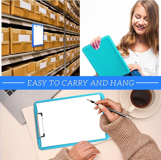 Ireer 12 Pcs Plastic Clipboard with Storage Heavy Duty Portable Writing Boards for 150 Sheet A4 Paper with Pen Holder Large Capacity Clipboards for Nurse Teacher Student Classroom Office(Colored)