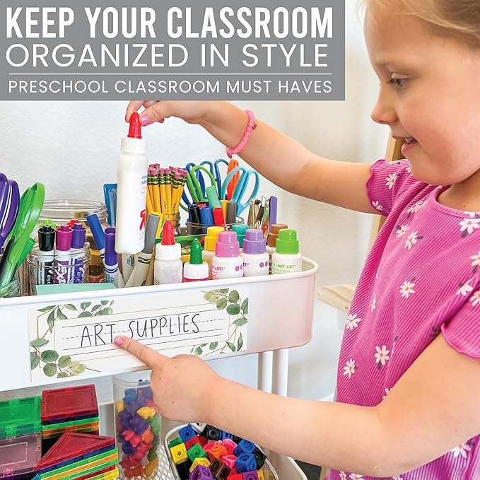 Desk Name Tags for Classroom -25 Student Name Plates for Classroom Kindergarten, Preschool, 1st, 2nd & 3rd Grade, 9x3 Teacher Nameplates for Student Desks & Cubbies, Greenery Nametags