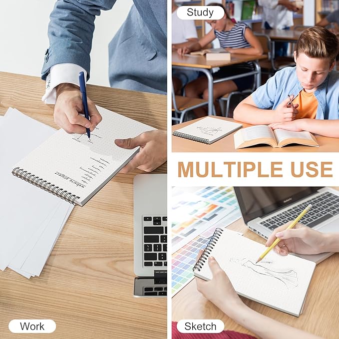 Engrowtic Dot Grid Notebook Top Spiral Notebook A5 Size Bullet Dotted Paper Hardcover Dot Journal 8.3''x 5.8'' 140 Pages Spiral Notepads for Sketching Drawing Writing School Office(Brown,2 Pcs)