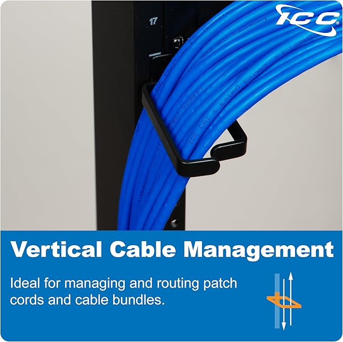 ICC 1.70” Metal Cable Management Ring, Vertical, Rack or Wall Mount, Pack of 10 – Cable Organizer for Structured Cabling and Racks