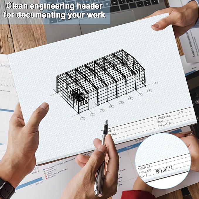 2 Pack 50 Sheets 22" x 17" Isometric Graph Paper Pad Landscape for 3D Designs Architecture Landscaping Engineering Drafting