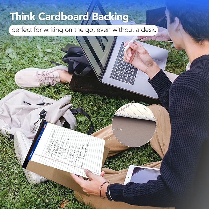 WritePads Legal Pad 8.5 x 11 Note Pad, Wide Ruled Writing Pad, White Paper, 6-Pack, 50 Sheets Per Pad, Micro-Perforated Notepad, Office Supplies (KSU-8331) - Made in the USA