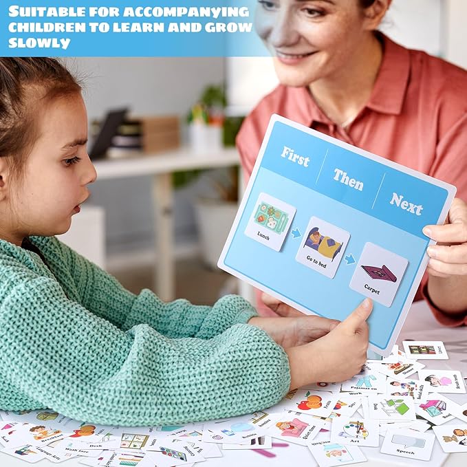 Ireer 1 Set First Then Visual Schedule for Kids 66 Communication Cards Autism Learning Materials for Special Education Classroom or at Home Kids Activity