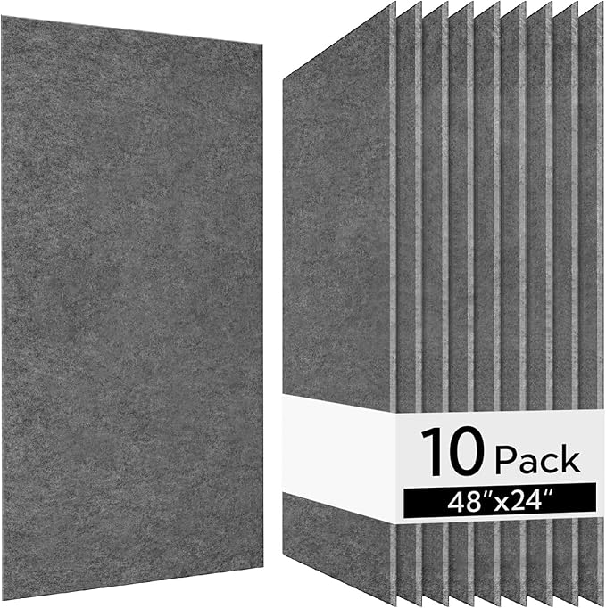 Olanglab Acoustic Wall Panels 10 Pack, 48 x 24 per Acoustic Panels Sound Absorbing, Sound Panels for Home Studio and Office, Plain Dark Gray