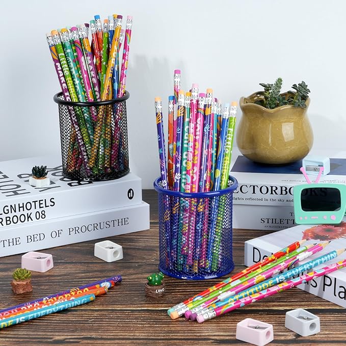 100 Pcs Motivational Pencils Bulk, Rainbow Inspirational School Pencils for Classroom, Cute Pencil with Encourage Positive Sayings, Back to School Supplies for Kids Student Teacher Classroom Reward