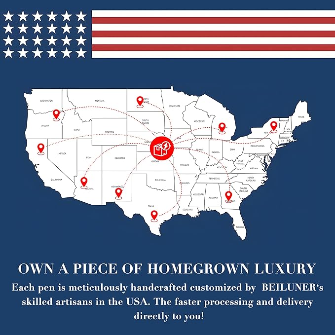 BEILUNER Blue Personalized Fountain Pen,Stunning Luxury Lacquer,24K Gilded Nib(Fine),Gorgeous 24K Gold Finish, Ink Converter,Fancy Gift for Men&Women-Elegant, Graduation,Nice Pens for Writing