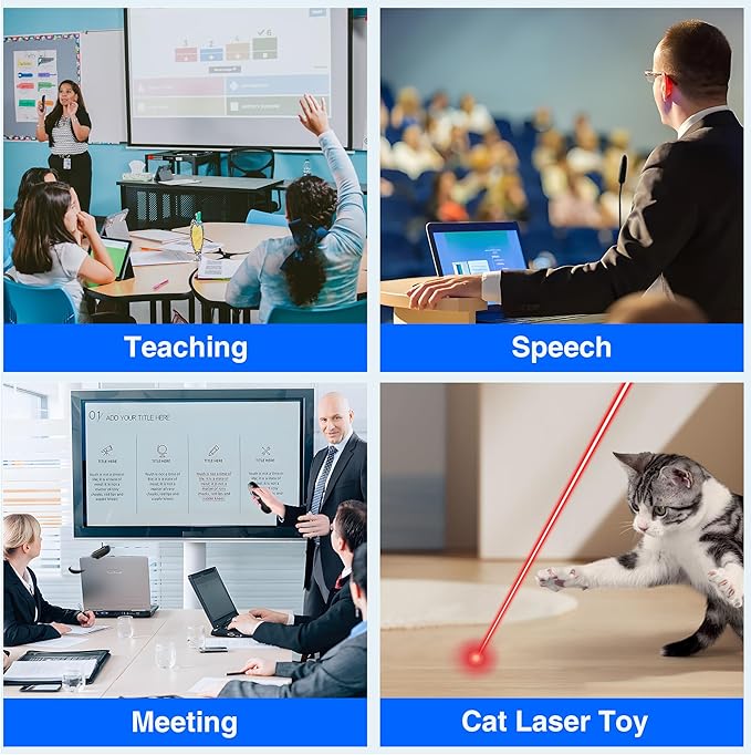 [Timer LCD Display] Wireless Presenter USB C Presentation Clicker Remote w Laser Pointer,Long Range Power Point Clicker Slide Clicker for Office Classroom Teacher