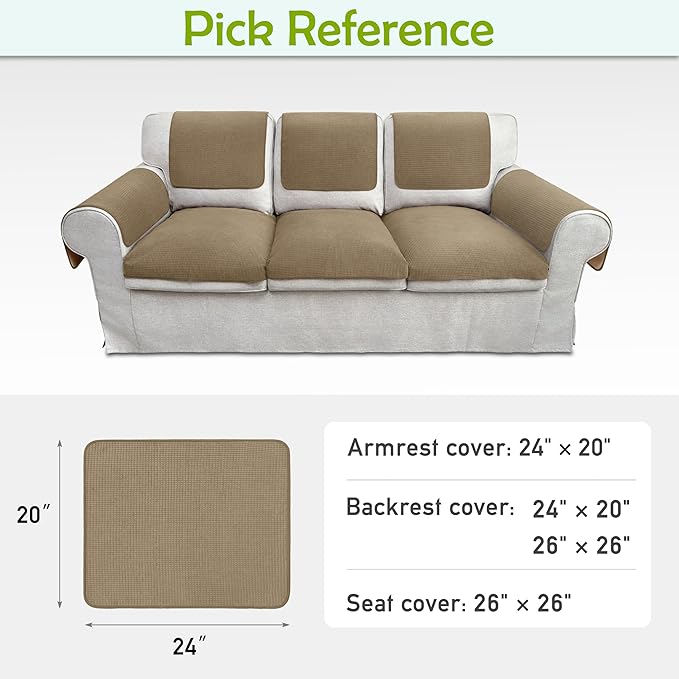 Couch Arm Covers, Sofa Arm Covers, Waterproof Armrest Covers for Sofa, Armchair, Loveseat, Non-Slip Recliner Arm Covers, Sofa Headrest Covers, Arm Chair Covers Set of 2 (Brown, 24"×20")