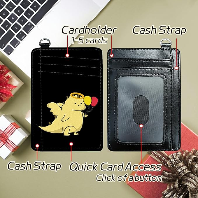 BWEGRHE Small Travel Wallets, Dinosaur Slim Minimalist Front Pocket Wallet with Wristlet, RFID Blocking PU Leather Credit Card Holder with ID Window Change Purse for Men Women