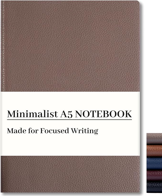 CAGIE Lined Journal Notebook for Men & Women,176 Pages A5 Medium Size Softcover Leather Journals for Writing,Travel,Business,Work & School, 100 GSM Thick Paper (5.7'' x 8.3'') (Taupe)