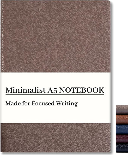 CAGIE Lined Journal Notebook for Men & Women,176 Pages A5 Medium Size Softcover Leather Journals for Writing,Travel,Business,Work & School, 100 GSM Thick Paper (5.7'' x 8.3'') (Taupe)