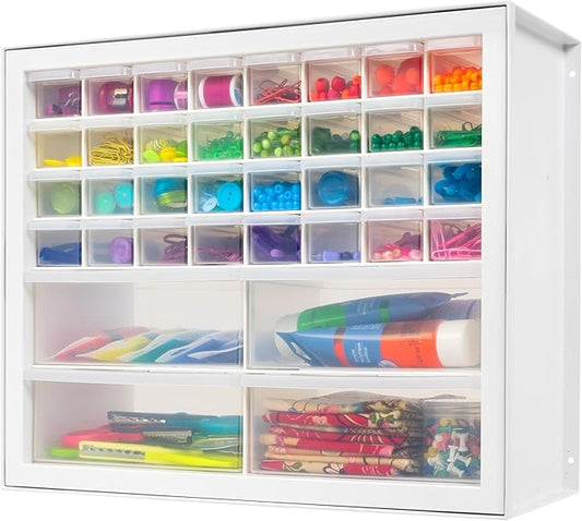 IRIS USA Screw Tool Organizer Small Parts Cabinet Chest, 36-Drawer Hardware Electronics Nuts Bolts Storage Drawers Organization Toolbox Garage Craft Business Teacher Beads Scrapbook Art Hobby - White