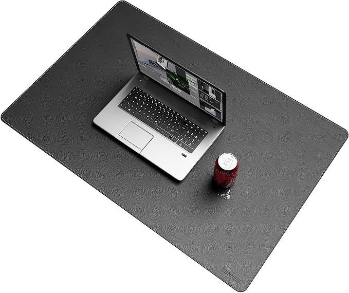CENNBIE 35.5" x 23.6" Leather Desk Mat, Non-Slip Waterproof Extra Wide Desk Pad Protector,Computer Mouse Pad for Office Home (Black)